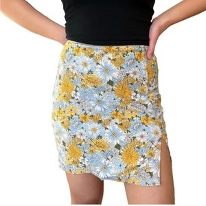 Urban Outfitters Darren Floral Linen Mini Skirt, floral